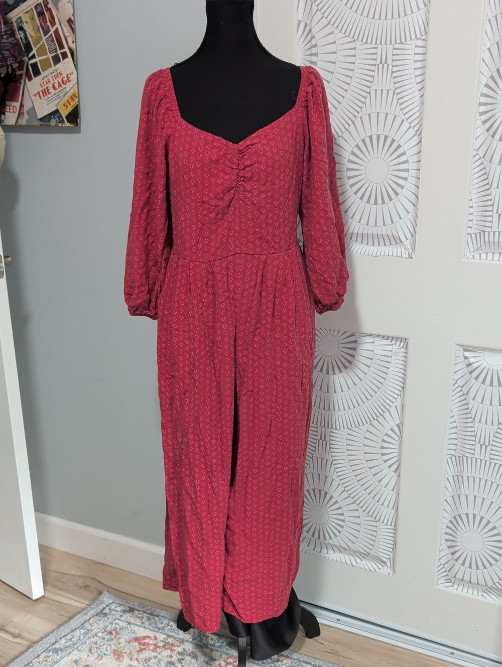 Knox Rose Long Sleeve Ruched Jumpsuit in Berry Pink
